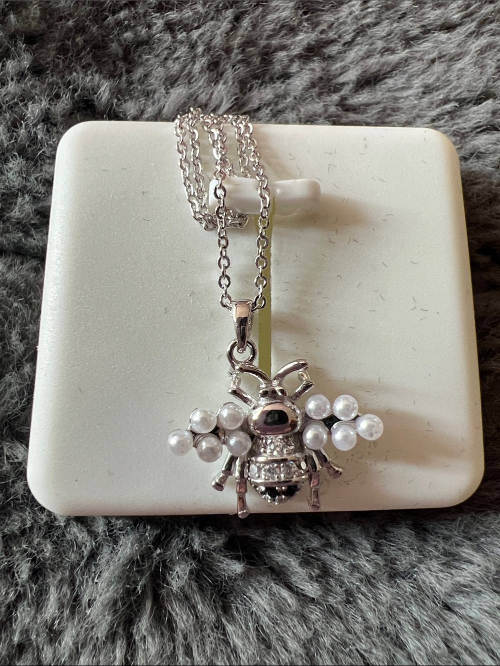 Pearl-Accented Sterling Silver Bee Pendant Necklace